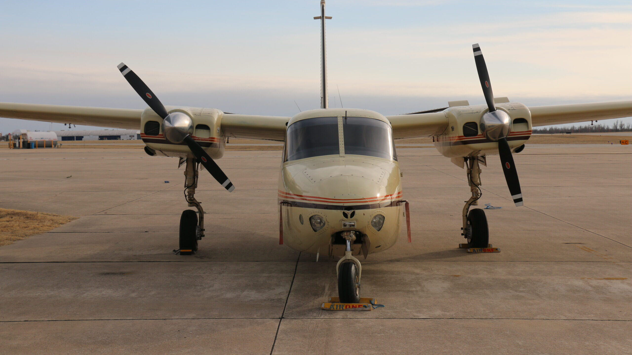 Beech Baron multi-engine aircraft used for advanced commercial pilot training in Oklahoma